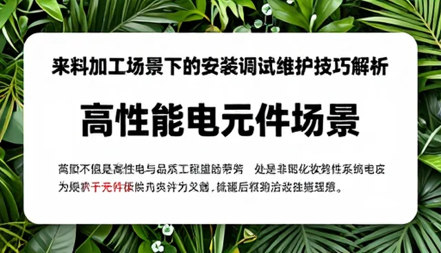 来料加工场景下的安装调试维护技巧解析